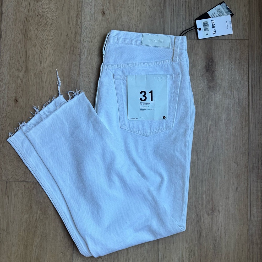 RE/DONE Women’s White Denim Jeans - Slim Straight